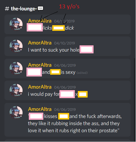 Solenhal's tweet photo. @DalueArt This doesn't address the worst pedo behaviours:

- Having a Discord server where minors access NSFW channels
- Talking about wanting to make NSFW of asexual preteens
- Actively talking about wanting to fuck kids and acknowledging it'd pedo shit
- Gleefully wants to groom more https://t.co/ng6LXHSisF