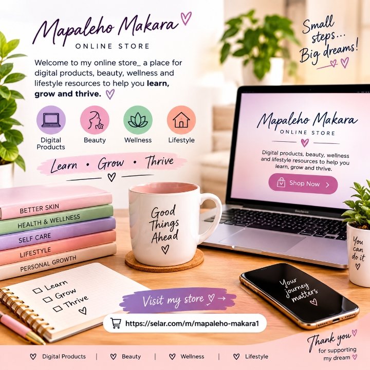 MapalehoMakara's tweet photo. Building my online store one step at a time. 🌱✨

Digital products, beauty, wellness &amp; lifestyle resources to help you learn, grow &amp; thrive. 🛍️

🔗 https://t.co/ptN4N6KVmy https://t.co/lqea3Z6965