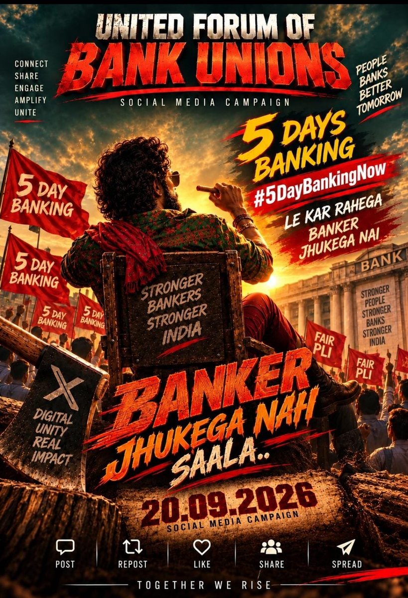 ravigawari's tweet photo. #5DayWeekandFairPLI #AIBOC 
@PMOIndia
@DFS_India
@UFBUIndia
@Chairmaniba
@AIBOC
@RahulGandhi https://t.co/gnzFr50cty