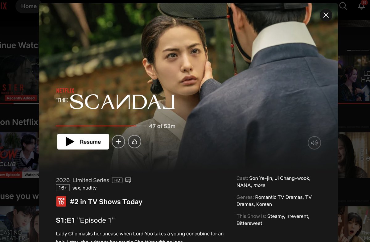 augusttherain's tweet photo. ดู #TheScandal #ฉาวโฉ่โชซอน รวดเดียวจบ บอกเลยว่านี่อาจจะเป็นซีรีส์ที่น่าผิดหวังที่สุดสำหรับเราในปีนี้

เริ่มจากอยากดูเพราะนักแสดงล้วนๆ เลย ซนเยจินกลับมาทั้งที จับคู่กับจีชางอุค แล้วยังมีนานะอีก แค่นี้ก็ขายเราได้แล้ว อีกเหตุผลที่ดูก็เพราะอยากรู้ว่ามันจะ “ฉาว” แค่ไหน ทั้งชื่อเรื่อง ทั้งภาพ ทั้งคำโปรย พาไปทางฉาวแน่ แรงแน่ 

เรื่องการแสดงไม่มีอะไรจะติ ทุกคนเล่นดีมาก งานภาพก็ดี โปรดักชันก็สวย แต่ถ้าตัดเรื่องนักแสดงออกไป เนื้อเรื่องสำหรับเรามันไม่ได้ไปไกลขนาดนั้น โดยเฉพาะคำว่า “Scandal” ที่ขายไว้แรงมาก แต่พอดูจริงกลับรู้สึก safe กว่าที่คิดเยอะ

มันมีความ sensual มีเกมความสัมพันธ์ มีแรงดึงดูดระหว่างตัวละครนะ แต่ไม่ได้ถึงขั้นทำให้รู้สึกว่า “โอ้โห...” อะไรขนาดนั้นอ่ะ

ถ้าชอบนักแสดง ดูได้เพลินแน่นอน แต่ถ้าเข้ามาเพราะคิดว่าจะได้ความแรง ความฉาว ความดาร์กแบบที่ชื่อเรื่องขายไว้ บอกเลยว่าอาจผิดหวังเหมือนเรา