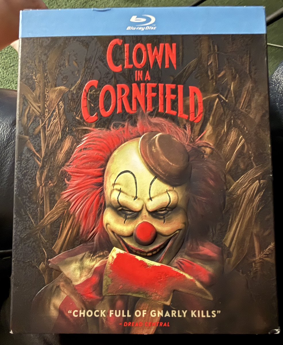 CindyN67's tweet photo. #NowWatching rewatching Clown in a Cornfield. I know some people weren’t that fond of this movie, but I really enjoyed it!! 😃😃👍🏼 #MutantFam #HorrorCommunity #Horror #PhysicalMedia https://t.co/ws6renAcRO