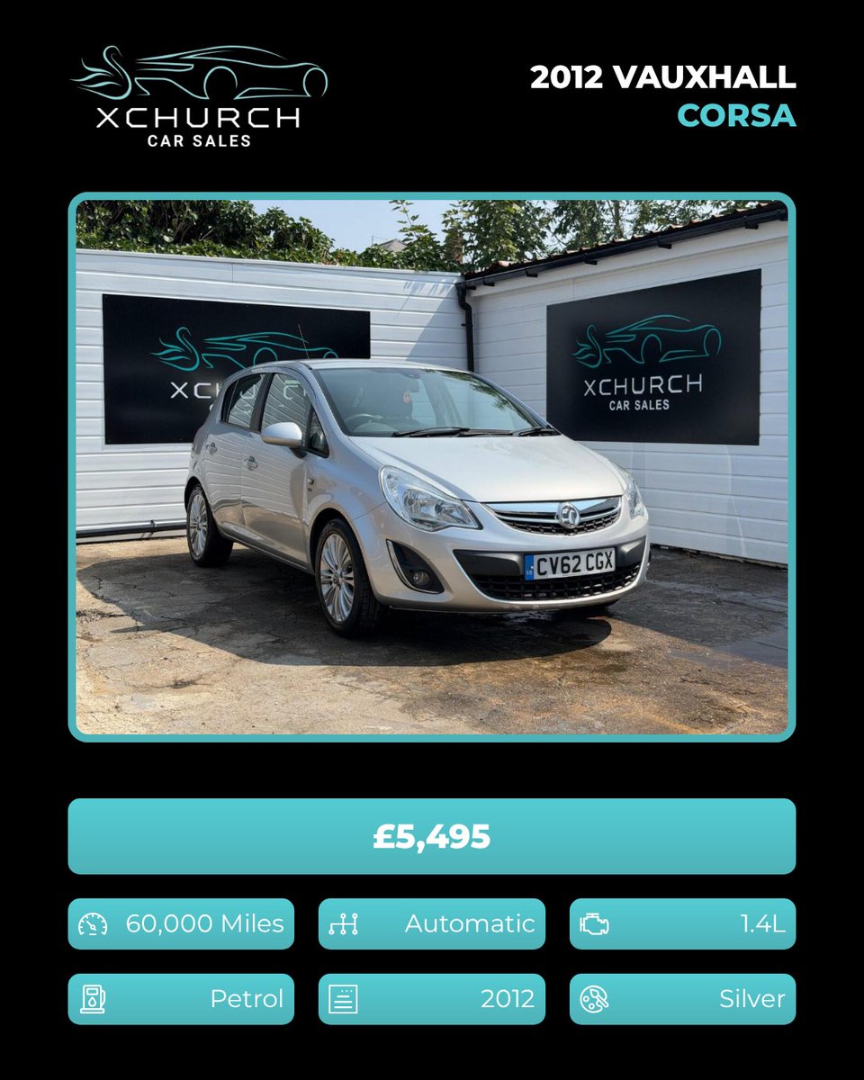 jacobmurph54342's tweet photo. 2012 VAUXHALL CORSA 1. 4 16V SE Auto - £5, 495. 1. 4L petrol, automatic, 60, 000 miles. Finance, warranty and part exchange available. We buy cars too. Contact us: 01202 794933 | sales@xchurchcarsales. co. uk https://t.co/9GzRHkzkMy