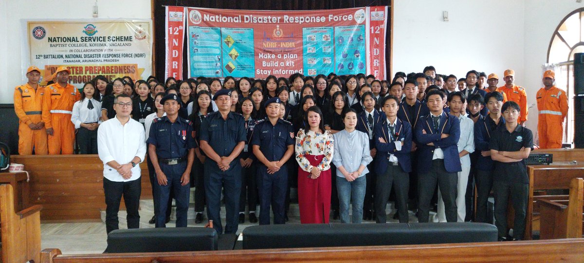 12bnndrf's tweet photo. 12NDRF conducted #CapacityBuildingProgramme at Baptist College, Mission Compound (NSS) #Kohima #Nagaland  Around 156 beneficiaries benefitted with do’s and don’t during disaster. 
#NDRF4U #BePrepared https://t.co/K7fluVyNVj