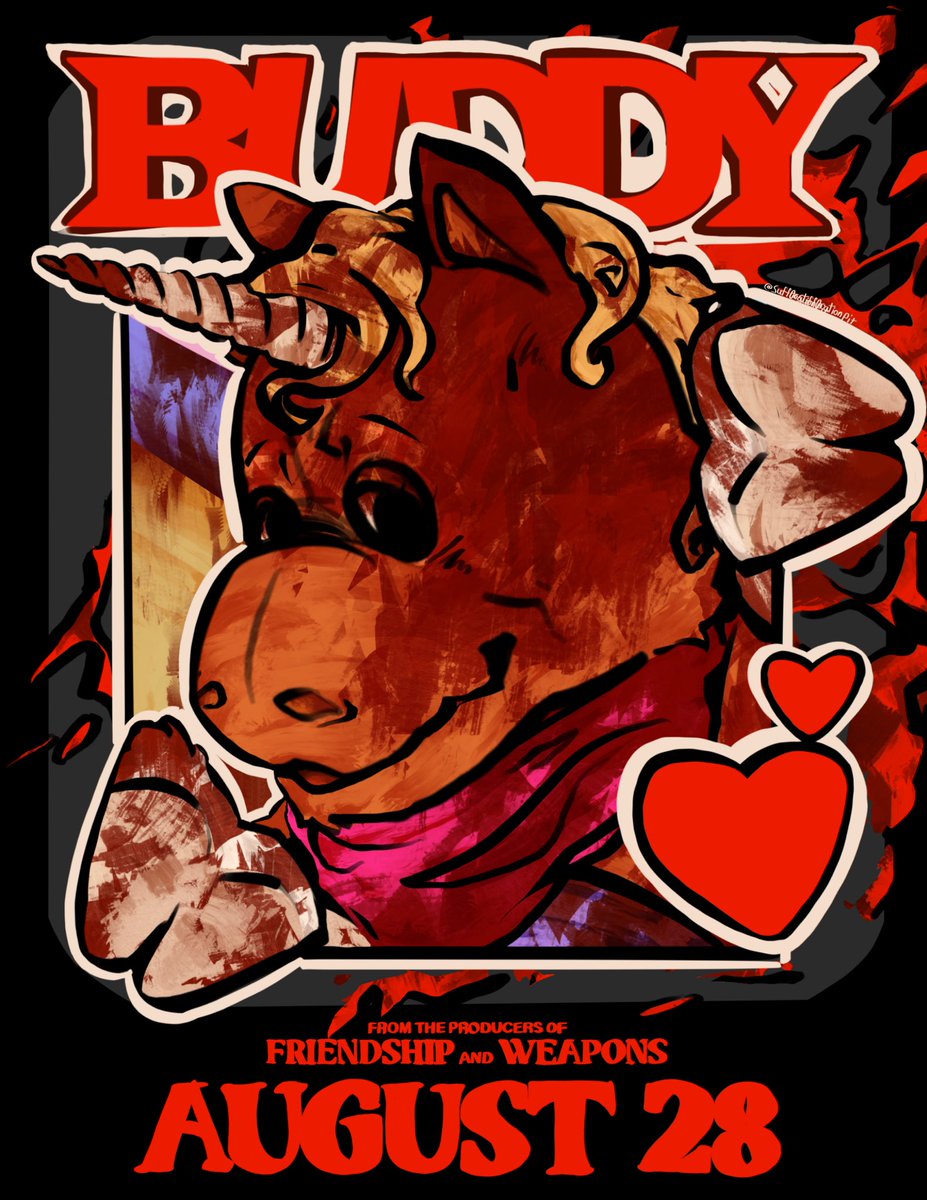 Suff0cationPit's tweet photo. [ BUDDY THE UNICORN ]
[BUDDY 2026]

DECIDED TO MAKE MY OWN POSTER THINGY FOR BUDDY JUST CAUSE!!!

ALSO PARTIALLY A GIFT FOR @B0NESMARR0W 

ALT VERSIONS BELOW! ⬇️ https://t.co/bvkCQxT7bN