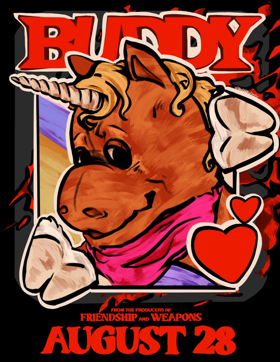 Suff0cationPit's tweet photo. [ BUDDY THE UNICORN ]
[BUDDY 2026]

DECIDED TO MAKE MY OWN POSTER THINGY FOR BUDDY JUST CAUSE!!!

ALSO PARTIALLY A GIFT FOR @B0NESMARR0W 

ALT VERSIONS BELOW! ⬇️ https://t.co/bvkCQxT7bN