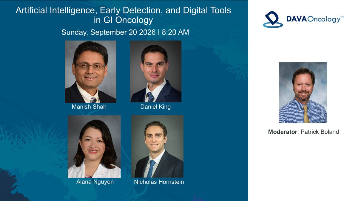 DAVAOnc's tweet photo. Spotlight on AI advances in GI oncology at #DAVAGI 💻
Moderated by Dr. @PMBolandMD @RutgersCancer, the session “Artificial Intelligence, Early Detection, and Digital Tools in GI Oncology” will explore emerging approaches in AI, early detection, and digital technologies across GI cancers.
#BermudaGI2026 #GIOncology