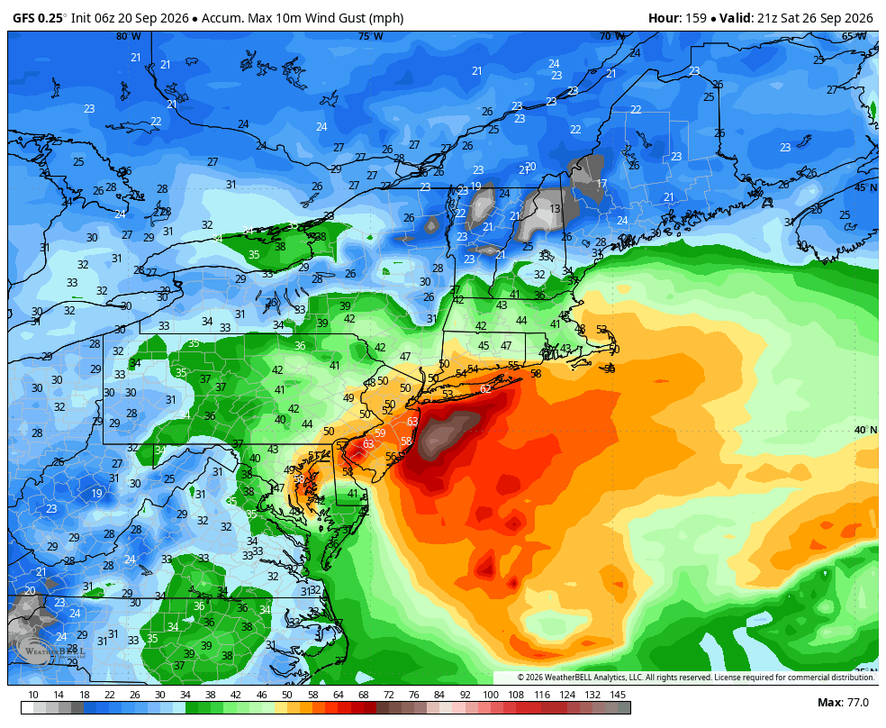 Lclimateguy's tweet photo. Gfs is verbatim a Sandy 2.0 type track holy moly 🚨🚨🚨 https://t.co/1jFzKQTGhJ