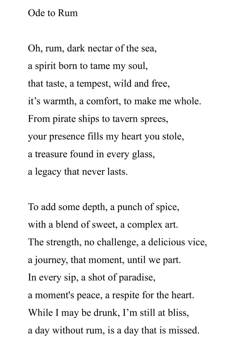 nathan_h7x's tweet photo. Daily Poem - 20/09/2026

People write odes to sunsets, oranges, and love. I’m Aussie, so naturally, here’s my Ode to Rum. 🥃🇦🇺

Always open to sponsorship or a DM @bundabergrum - I’ve even got the Bundy Bear in dog form. 😉🐻
#DailyPoem #PoetryCommunity #BundyRum #AussiePoetry https://t.co/wxTpl534vB