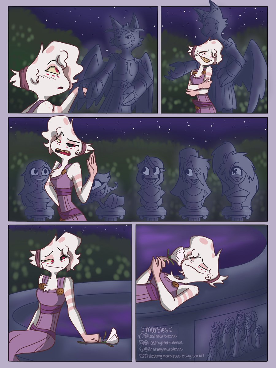 lostmarblesss's tweet photo. I won’t say i’m in love AU

Starring:
Husk as Hercules (Husk-ules)
Angel as Megara (Megar-angel)
Charlie, Emily, Cherri, Vaggi and Niffty as the Muses

#HazbinHotel #huskerdust https://t.co/HyHQFL006W