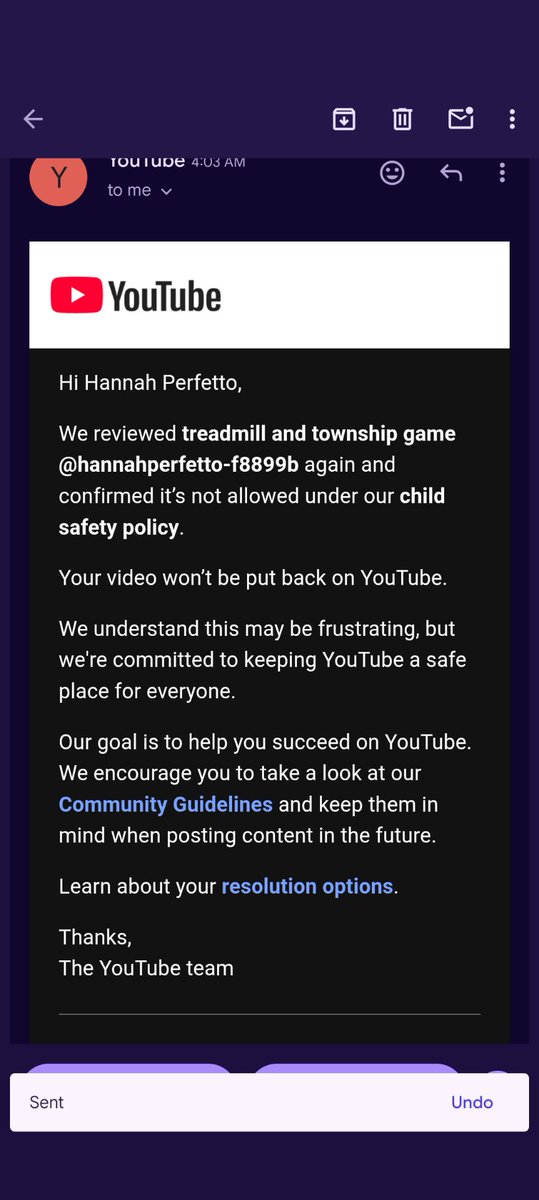 HannahPerf6543's tweet photo. @TeamYouTube  its not hard to put my video back on YouTube now I'll be having people go after you if you don't put my video back on YouTube fix it or Ill get my care manger Beatheny involved pick one please you need to look at the submit appeal please look at submit appeal again https://t.co/mXT7dcmI0q