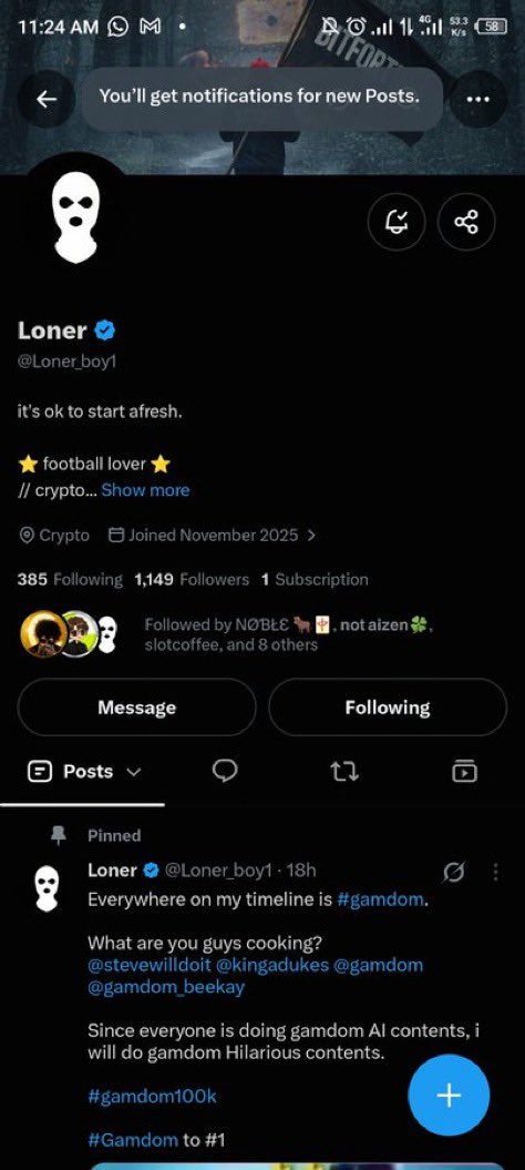 codedninja26's tweet photo. @Loner_boy1 @CrashiusClay69 All task done with notifications on good luck to us all

Bww5NTuje2V8X3BhLfTr52rmRVDzaojVBFVamEADV62M https://t.co/paOU25nACb