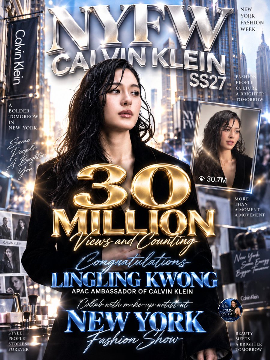 Ling2KwongPH's tweet photo. 30 MILLION VIEWS IN JUST 8 DAYS! 🔥✨

A collaboration that turned a stunning New York Fashion Week moment into a viral milestone. 🗽💫

From the artistry of the make-up to Lingling Kwong’s undeniable presence, every detail came together to create a look that captured millions of eyes around the world.

30 MILLION views. 8 days. One unforgettable collaboration. 💙✨

Congratulations to Lingling Kwong and the talented make-up artist behind this iconic NYFW × Calvin Klein SS27 moment! 🖤
And the numbers keep climbing… 📈🔥

#LinglingKwong #LinglingKwongxCalvinKlein #CalvinKleinSS27 #NYFW #NewYorkFashionWeek
@linglingsirilak @calvinklein