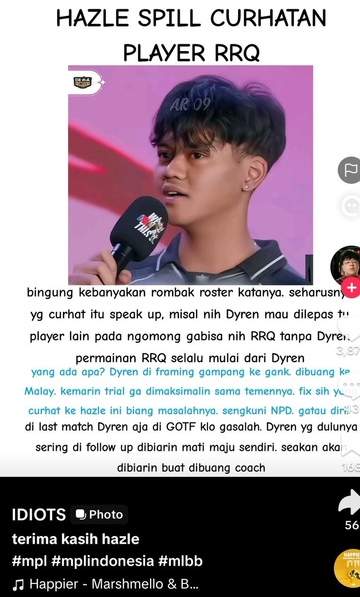 euruscriatus's tweet photo. Hazle interview bilang duo mid nya rrq kesulitan karena banyak rombak dan jadi lama cari kemistri nya,

this acc for some reason: DYREN DITUMBALIN SAMA DUO MID BIAR DIA DIBUANG KE MY DAN AKHIRNYA GA MAIN

boleh punya pandangan sendiri, tapi kl gini jatuhnya udah giring opini 🤣 https://t.co/yYMoy5HmtD