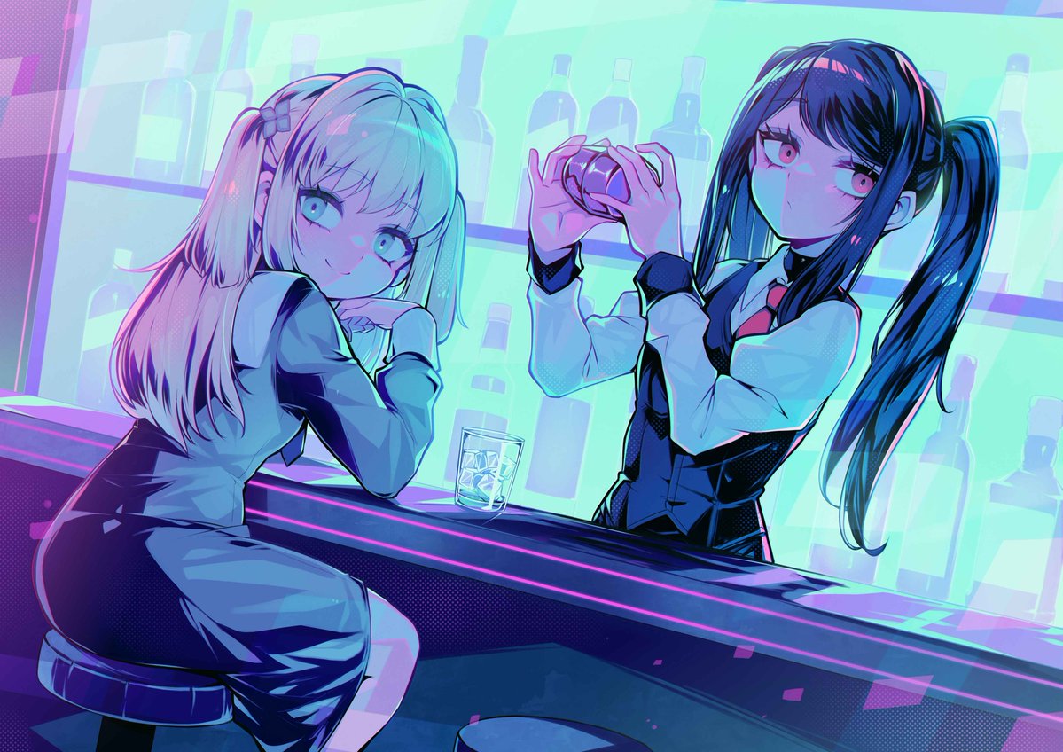 KaroshiMyriad's tweet photo. "Sister Other Paranoia" x "VA-11 Hall-A" collaboration visual drawn by Paroro.

The two creators, nyalra and kiri, will have a talk event on September 23 at 14:00 JST.

https://t.co/Eas3Uc6M3r https://t.co/z7stVIAwR9