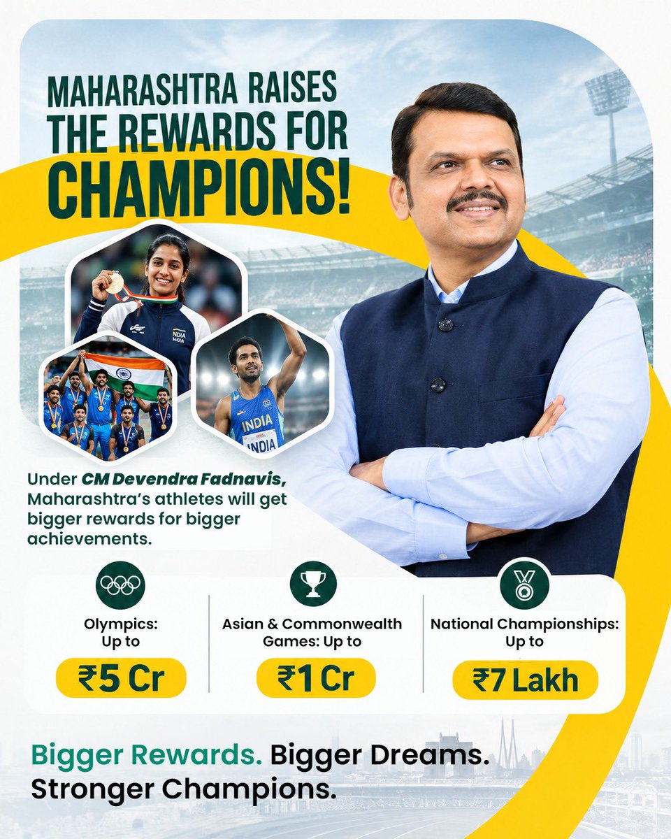 Vadicwarrior's tweet photo. A government that recognises sporting excellence and rewards the hard work behind every medal is building more than champions. The decision to raise rewards for Maharashtra athletes sends a strong message that dedication and achievement will be valued. A meaningful step under CM @Dev_Fadnavis  towards creating a stronger sporting culture in Maharashtra.