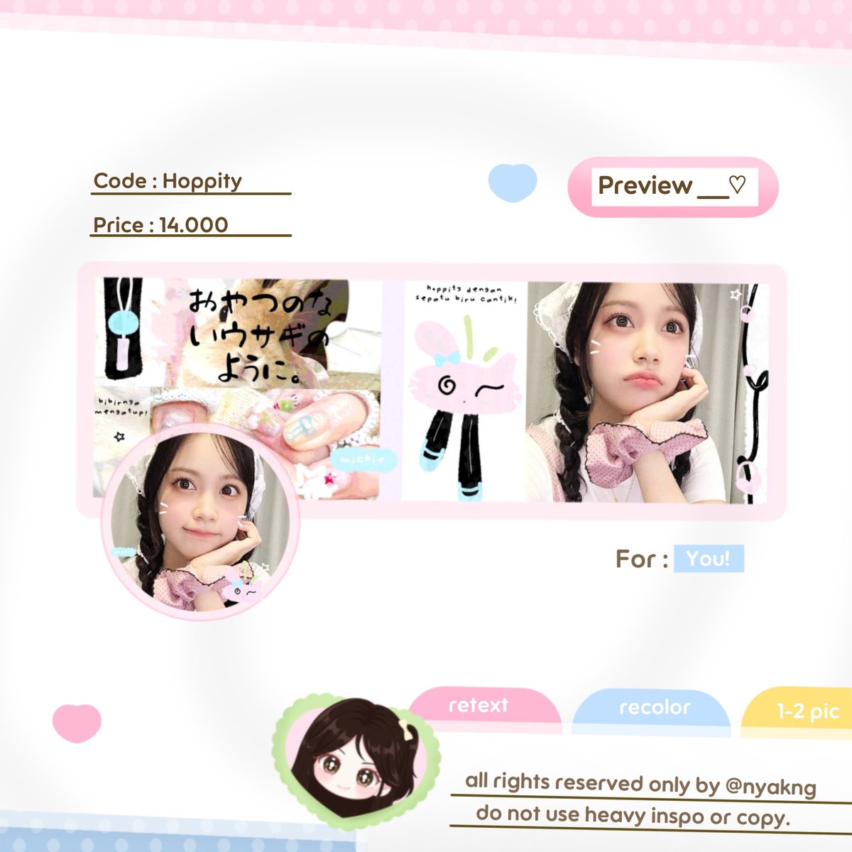nyakng's tweet photo. Any interaction will be appreciated! 🍥

Michie bawa 4 anak baru yang akan ditambah ke koleksi katalogku! Kenalin ada hoppity, bunmori, mollumi dan doodles! Yang mana favoritmu? >__3. Minju dan haerin UFS ya! Tolong sayangi mereka 🩷 aku juga optip hanya < 10k! > #zonauang https://t.co/fMKZpKsGGT