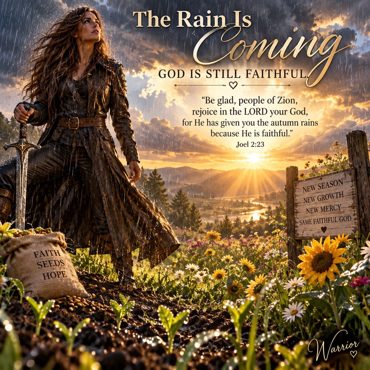 MAGAPowerhouse's tweet photo. ✨⭐️POWER SCRIPTURE⭐️✨

Joel 2:23 (NIV)
 
Be glad, people of Zion, rejoice in the Lord your God, for he has given you the autumn rains because he is faithful. He sends you abundant showers, both autumn and spring rains, as before.

⚔️ WARRIOR MORNING THOUGHT ⚔️

There are seasons when the ground beneath you feels dry—when you’ve prayed, waited, fought, and wondered when the breakthrough would finally come.

But God has not forgotten the seeds you planted in faith. 🌧️🌱

“Be glad, people of Zion, rejoice in the LORD your God, for He has given you the autumn rains because He is faithful.” — Joel 2:23

The dry season is not the end of your story.

God knows exactly when to send the rain. What looked barren can bloom again. What felt delayed can still arriveg in its appointed season. And the places where you nearly gave up may become the very places where His faithfulness is revealed.

So keep believing.
Keep planting.
Keep praising—even before you see the clouds. 🙏

The rain is coming.
The ground is ready.
And God is still faithful. 🌧️✨

— Warrior ⚔️🤍
