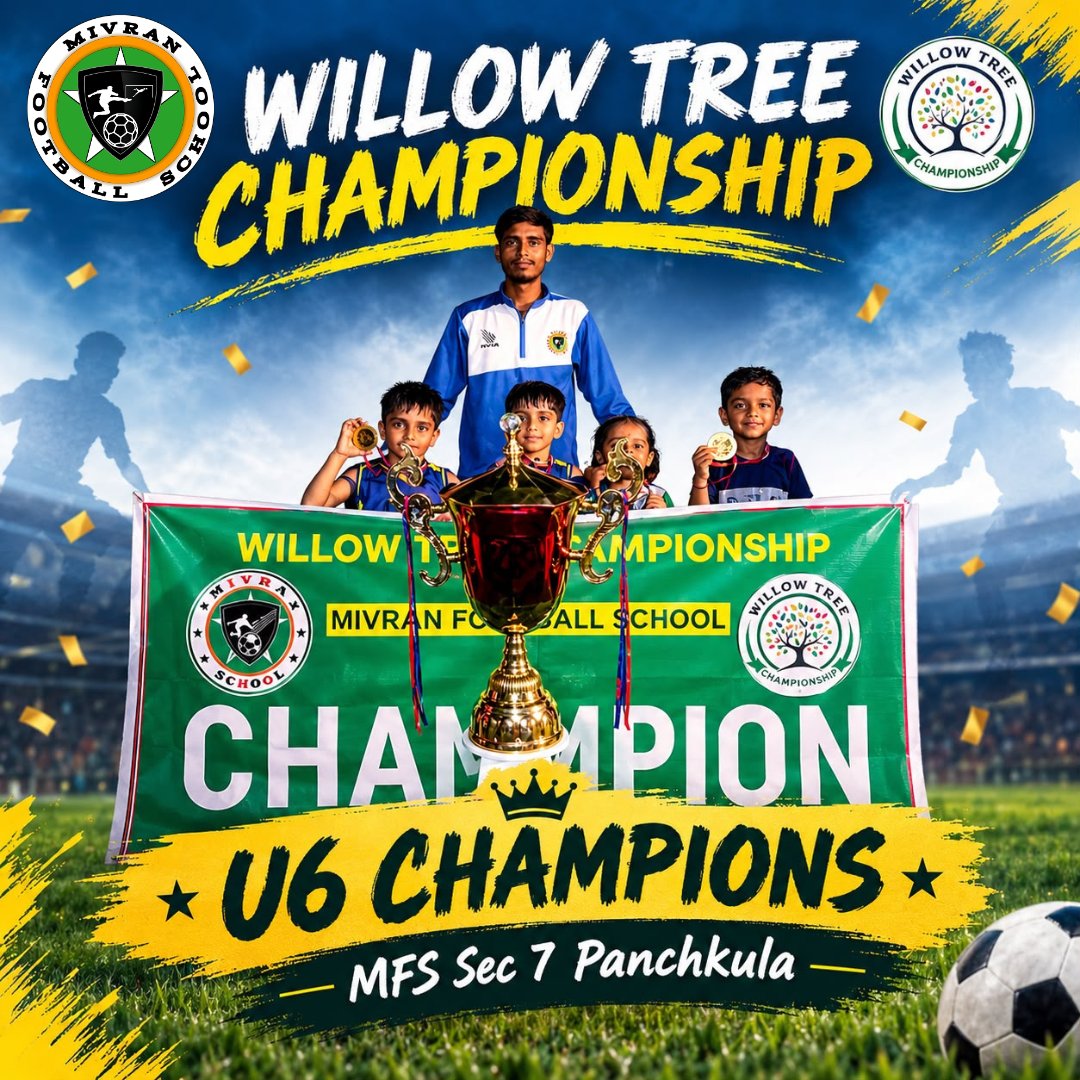 MivranFs's tweet photo. 🏆 WILLOW TREE CHAMPIONS! ⚽🔥
 Winners – MFS Sector 7 Panchkula! 💚🏆
One Team. One Dream. One Family. 💚

#MivranFootballSchool #MivranFinalDestination #MivranGreenArmy #MFS7 #Panchkula #Champions #WillowTreeChampionship #Mivranians https://t.co/nE4nVpGPKy