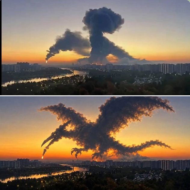 Euan_MacDonald's tweet photo. One particular photo of the big attack by democratic Ukraine on fascist Russia's capital Moscow this morning has inspired an epic meme. https://t.co/OKtrxfDxyv