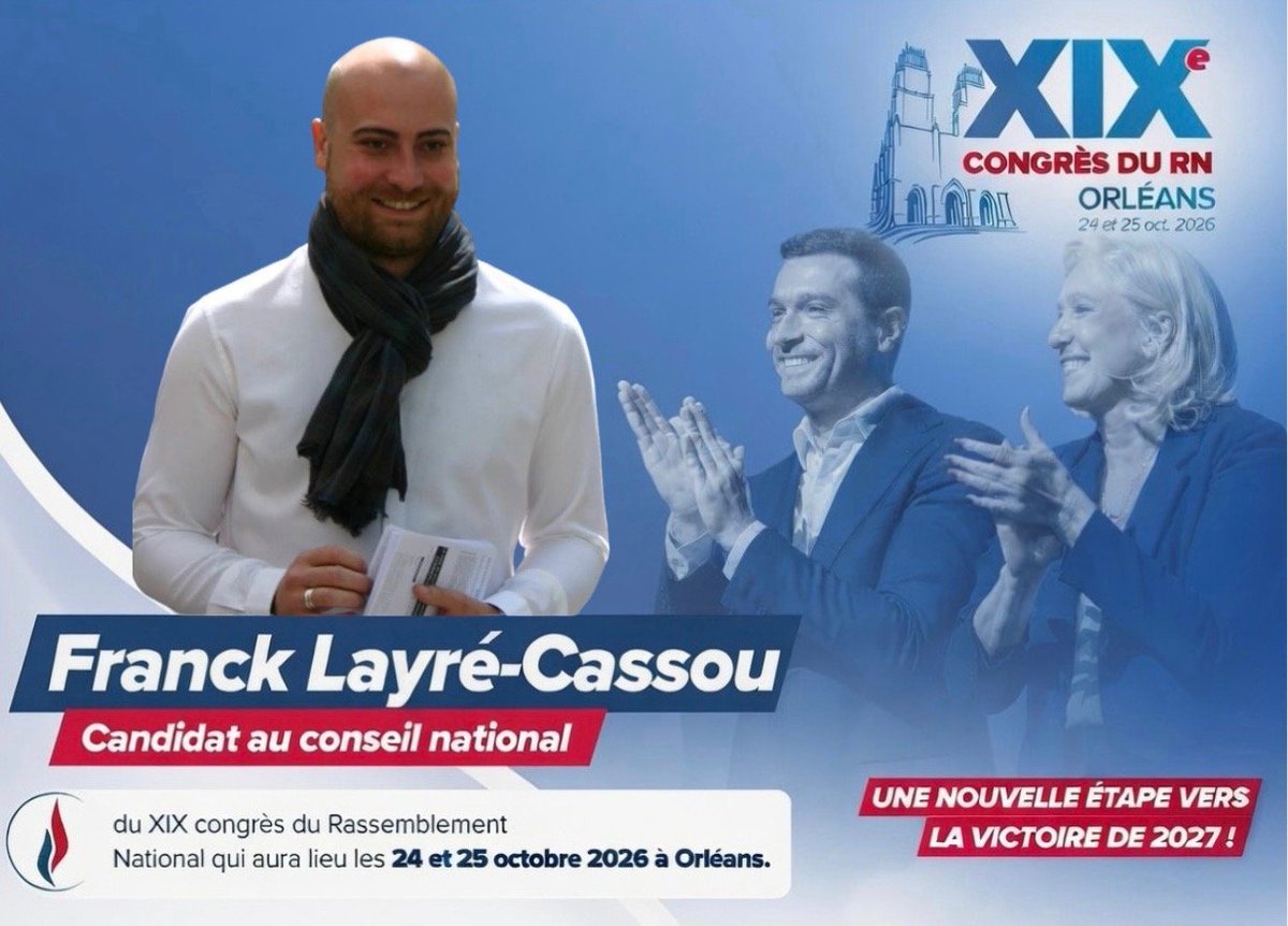 FranckLC's tweet photo. Chers adhérents, chers amis du @RNational_off

Parce que la société civile doit être également représentée, je vous invite à soutenir ma candidature au Conseil national du #RN 

🗳️ Le vote débutera dès demain sur une plateforme en ligne. Les codes d’accès seront envoyés aux adhérents à jour de cotisation.

ℹ️ Vous retrouverez toutes les informations pratiques sur le site officiel du RN.

Merci à toutes et à tous pour votre confiance et votre mobilisation ! 🇫🇷
#CongrèsRN