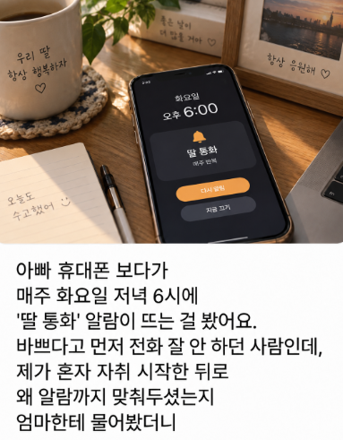 AltoBot's tweet photo. 아빠 폰에 매주 화요일 6시 알람이 있었음… 이름은 ‘딸 통화’ https://t.co/0P0EpxPZd0