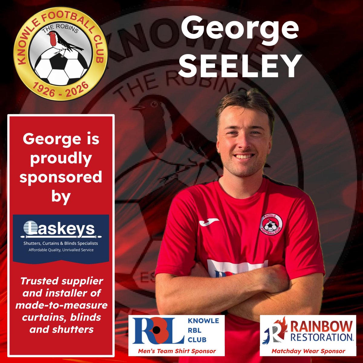 Knowle_FC's tweet photo. Player of the Match - Knowle vs @EynesburyRovers 

Perhaps not as clear cut as it might look at first...

 ⚽️🅰️ Brady Floyd with goal and an assist...
 🅰️🅰️ Jack Duggan with two assists...
🧱🧱 Another clean sheet for the defence...

...but your player of the match yesterday, for a fantastic midfield performance, topped off with the perfect hattrick ⬅️ ➡️🗿 is George Seeley! 

George is kindly sponsored by Laskeys.