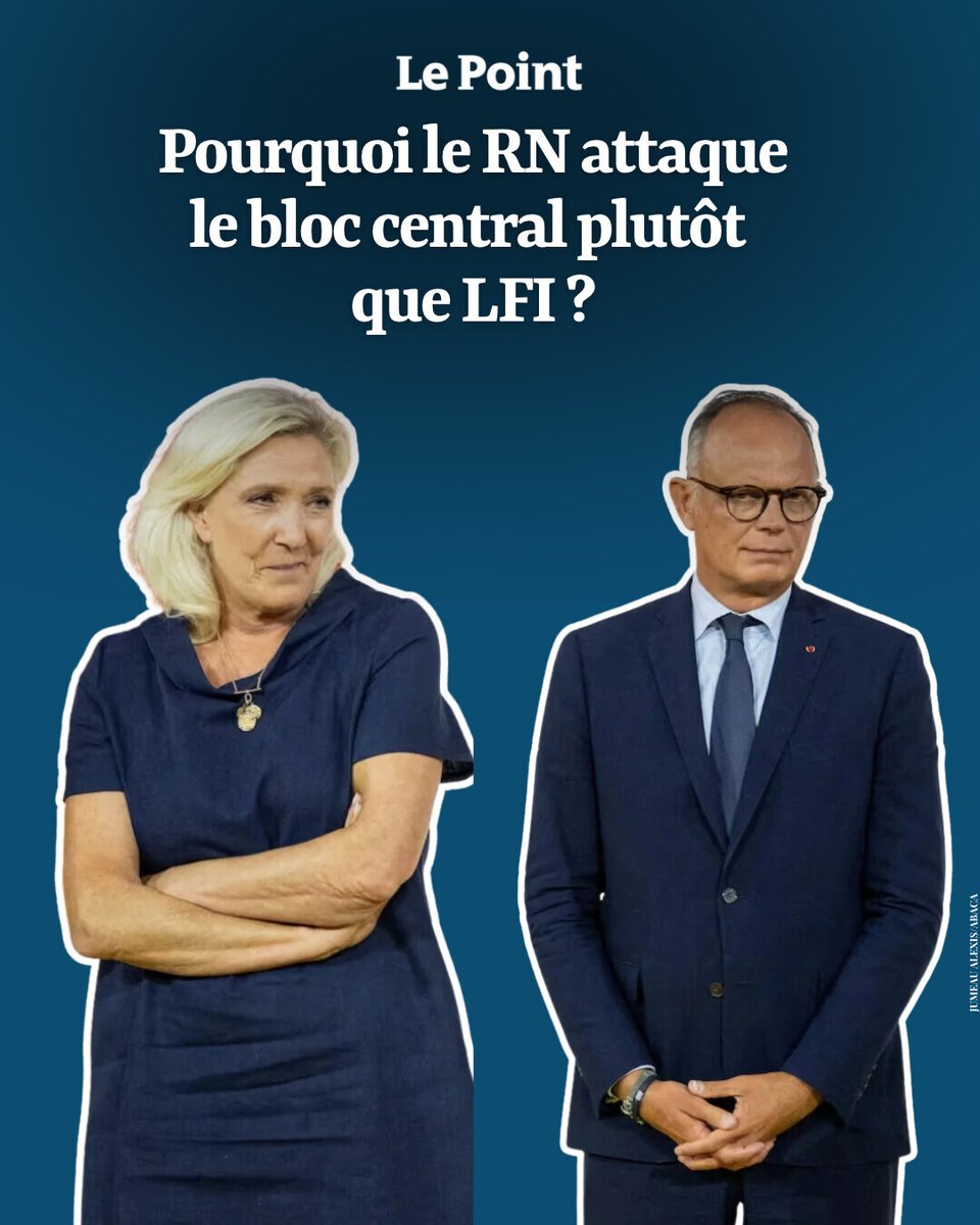 LePoint's tweet photo. En vue de 2027, Marine Le Pen prépare moins un duel avec Jean-Luc Mélenchon qu’avec les héritiers d’Emmanuel Macron. Un calcul électoral, mais surtout le retour du logiciel populiste du « peuple » contre « les élites ».

Par @Joseph1LeCorre
➡️ https://t.co/OznNllSkWi #ARelire https://t.co/28DRoVKRdC