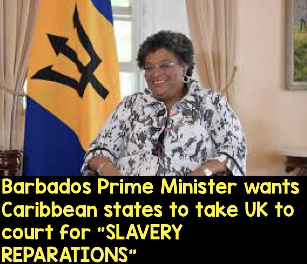 NotFarLeftAtAll's tweet photo. 🚨📰 Caribbean states are considering taking Britain to an international court to demand reparations for slavery.  

Legal experts in the region are investigating whether Britain could be sued under United Nations treaties addressing racial discrimination as reported by The Telegraph.

It comes as Barbados Prime Minister Mia Mottley steps up pressure for the campaign to move beyond political lobbying and towards potential legal action.