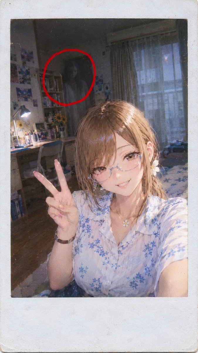 uhaoke_stamp's tweet photo. #心霊写真 #うはおけプロンプト
📸笑顔の写真に…ひとり多い👻
あなたは、赤い丸の中に何がいるか気づきましたか?
二度見したら、もう一度見え方が変わるかも…
そんな、心霊写真プロンプトを作りました☺
夏にやればよかったけど、昨日思いついたからしゃーない\(^o^)/
ホラー好きな人、そうでない人、よかったらどうぞ!
プロンプトはALTとコメント欄👻