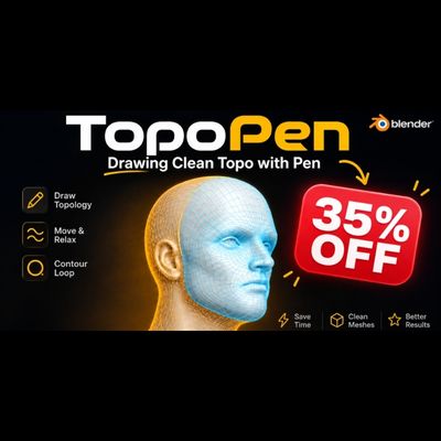 CG_Vortex3D's tweet photo. Topopen Blender Addon: 
https://t.co/CJQNW0i0fw
Retopology in Blender just got a lot more interesting 
👀Topopen lets you draw clean quad topology directly over your model, with Edge Flow, Circle Loop, and Move &amp; Relax tools. #Blender3D #Topology #Retopology https://t.co/w8oSr0V1i3