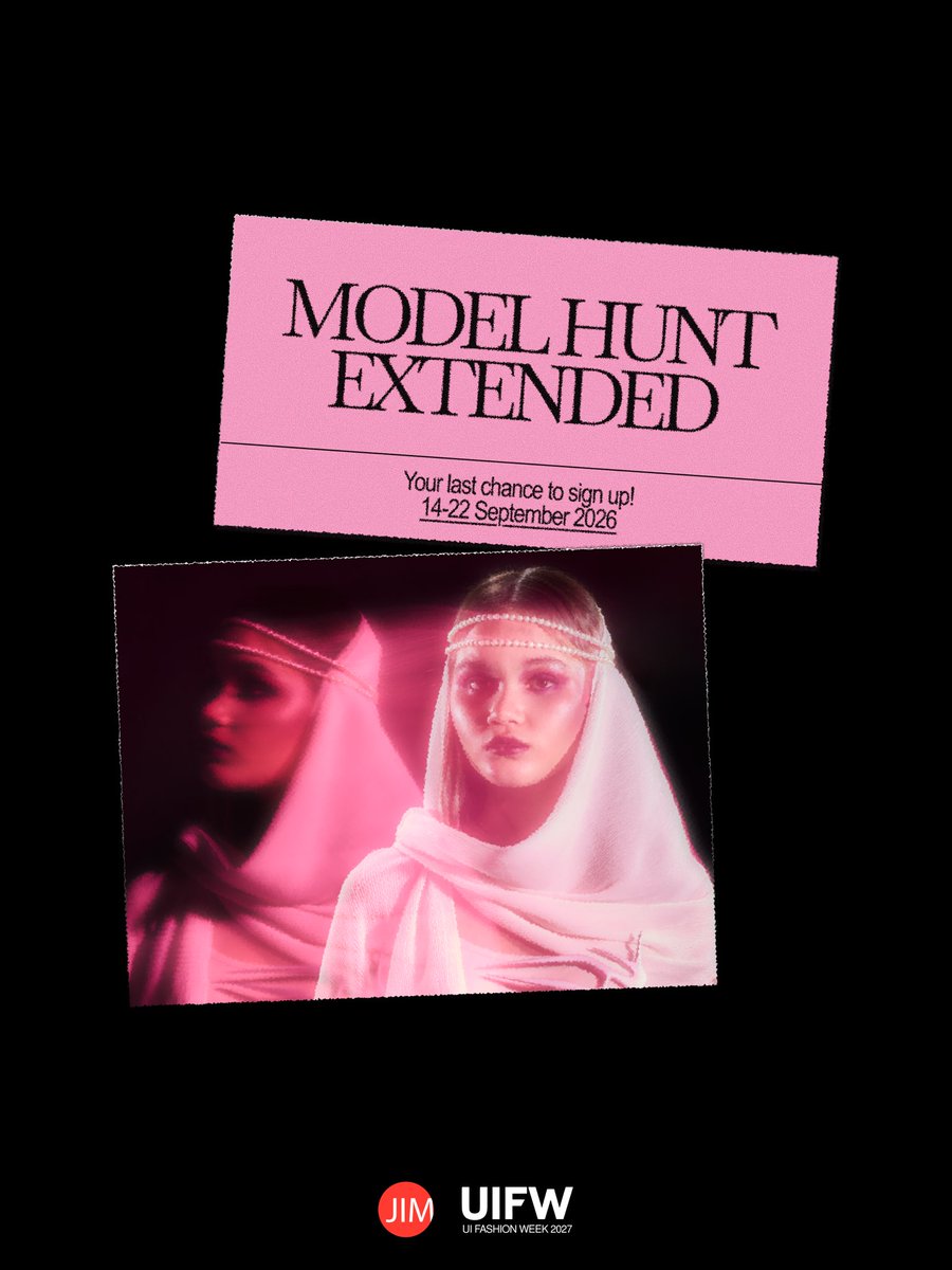 UIFASHIONWEEK's tweet photo. The veil stays open a little longer… ✦
There’s still time to step into The Mindscape.
Come discover your presence, your story, and your place on the runway.

Join the extended UI Fashion Week 2027 Model Hunt!

#UIFW2027 #IntoTheMindscape #ModelHunt #OpenRegistration https://t.co/8TZJ63ZZXa