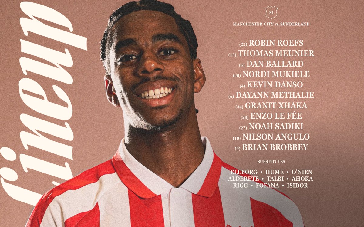 SunderlandAFC's tweet photo. RLB’s XI to take on Manchester City! ❤️👊  

#MCISUN https://t.co/u8kcYvqybE