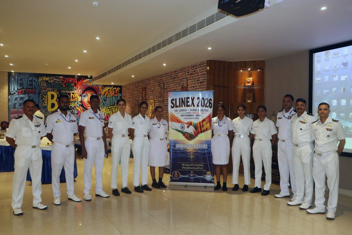 indiannavy's tweet photo. Sri Lanka Naval Ship Sindurala arrived at Visakhapatnam for the 13th edition of bilateral exercise #SLINEX26, scheduled from 17–21 Sep 26.

#SLINEX26 reaffirms the enduring 🇮🇳–🇱🇰 maritime partnership and shared commitment to a secure #IndianOceanRegion.

#MAHASAGAR 
#NeighbourhoodFirst
#BridgesofFriendship 

@srilanka_navy @IN_HQENC 
@SpokespersonMoD 

https://t.co/MPbYtrF09T