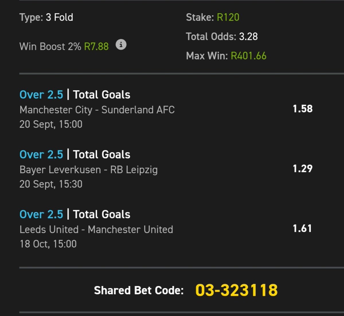 MasterGift1's tweet photo. 🍏R120 = R400💰Goals⚽️ 
🧾Booking Code🤙323118

CopyBet🫴https://t.co/1gajLJXYcv…

R50 Sign Up Bonus + 25 Spins when u use my promo code👉GIFT50 😝No Deposit Required 
🔥Register Easybet 💛 click here👇
 
https://t.co/dt1msWjUJW

Promo Code : GIFT50
18 + T&amp;CS Apply https://t.co/IQF13BAau7