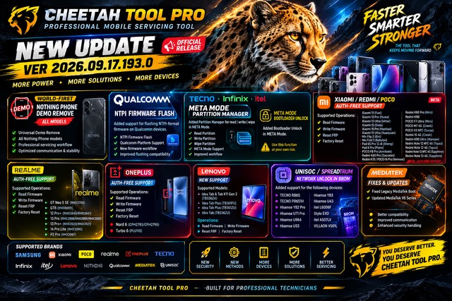 HassanA47957's tweet photo. Cheetah Tool V2026.09.17.193.0

https://t.co/qRwPRrpC77
✓ Demo Remove
✓ All supported Nothing Phone models
✓ Professional servicing workflow
✓ Improved communication and stability

#CheetahTool #GSMTool #Paid #FRPTool #Unlock https://t.co/jvUvOesG45