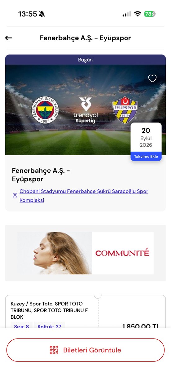 llbatuhangull's tweet photo. Fenerbahçe eyüpspor maçına 1 adet spor toto kale arkası tribünü bilet devrediyorum fiyat 1500 tl https://t.co/TaSytULrvc