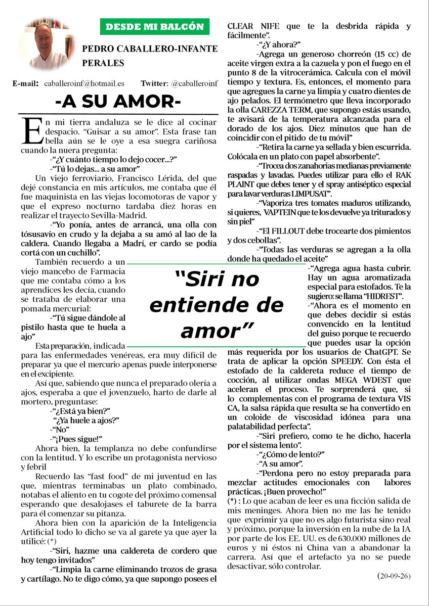 caballeroinf's tweet photo. Os dejo con mi nuevo artículo Desde Mi Balcón
No pierdas la oportunidad de leerlo.
#Suegras #Amor #Locomotoras #AVE #Madrid #Olla #Pomada #mercurial #Mortero #Caldereta #Instrumentos #Rapidez https://t.co/FGErlySBUJ