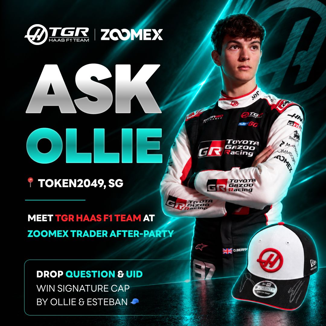ZoomexOfficial's tweet photo. 🪄 We bring @OllieBearman in the house!!

ZOOMEX After-Party with @HaasF1Team. 🏎️ 🚥

Now Ask Ollie something you wouldn’t get in a press conference. Win Caps signed by Ollie & Esteban! 🧢

30 questions makes to the live board. He rolls the dice to pick randomly!
Leave Questions + UID, Fo+❤️+repo 🔥