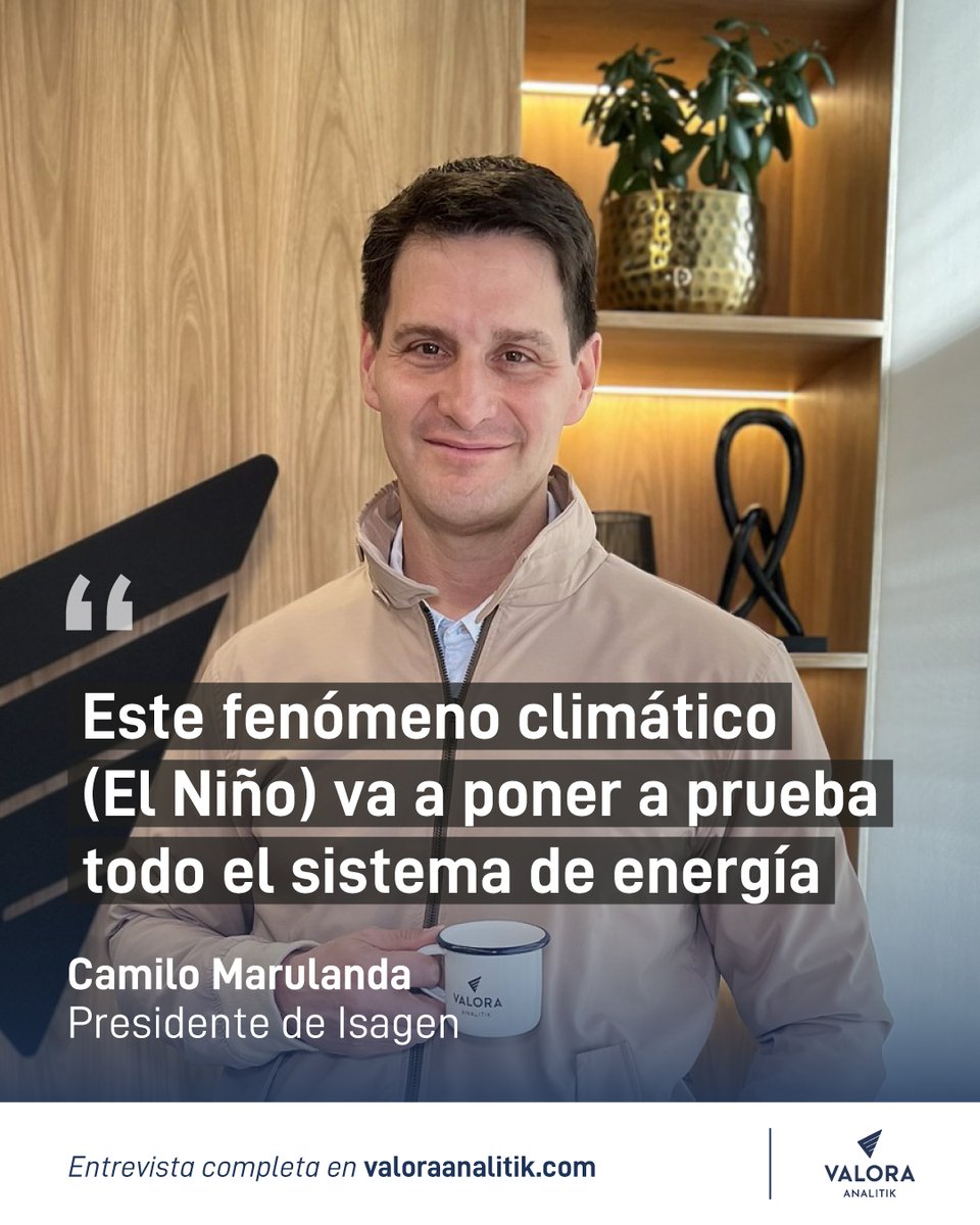 ValoraAnalitik's tweet photo. ⚡ Isagen prepara 1.000 MW nuevos de energía para 2027

Camilo Marulanda, presidente de Isagen, reveló a Valora Analitik que la compañía avanza en proyectos solares y baterías a gran escala que sumarían cerca de 1.000 MW de nueva capacidad.

La empresa ya tiene cerca de 800 MW en proyectos y espera que la nueva capacidad esté operativa al cierre de 2027, con una generación equivalente al consumo de una ciudad como Cali.

Marulanda también advirtió sobre los retos del sistema eléctrico ante un posible fenómeno de El Niño y señaló que Air-e mantiene una deuda cercana a $95.000 millones con Isagen.

➡️ Lee la nota completa: https://t.co/Zr5NFN9orf

@ISAGEN 

#Energía #EnergíaSolar #Colombia