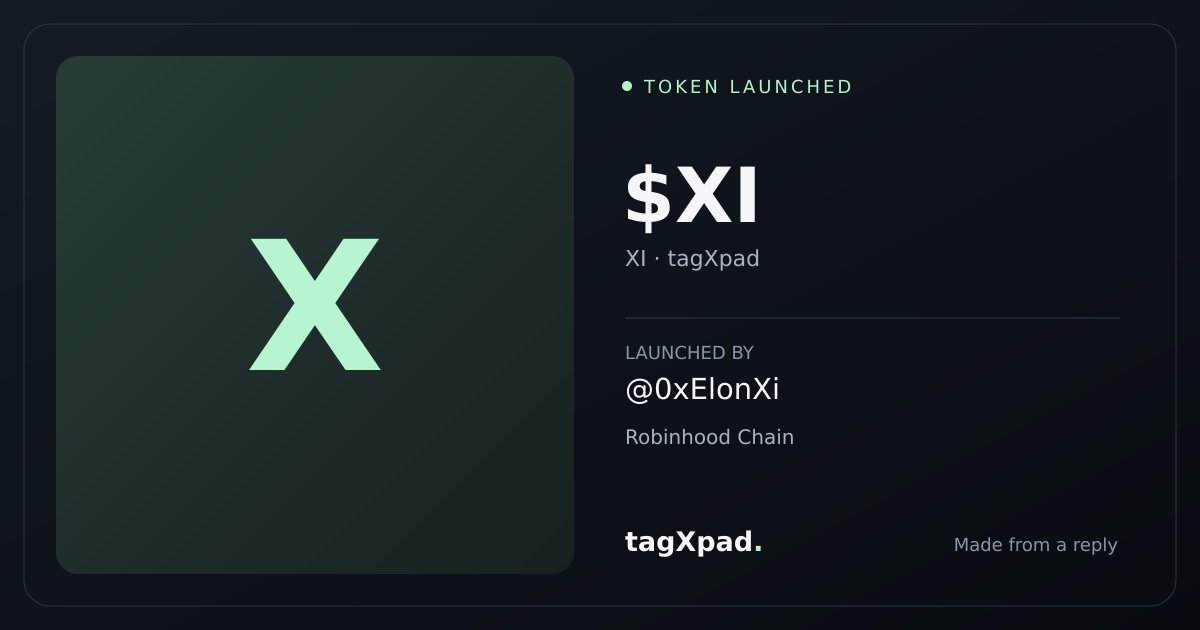 tagXpad's tweet photo. @0xElonXi $XI is live.

Trade on Pons: https://t.co/14mjgxkCYI

Creator fees: 50% to @0xElonXi · 50% to TAGXPAD buybacks. https://t.co/rUMnGNGx5g