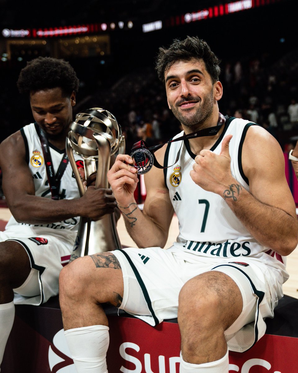 EuroLeague's tweet photo. The serial winners of @RMBaloncesto added another trophy to the cabinet and had a blast doing it last night 🏆 https://t.co/e8GSEgjR8I