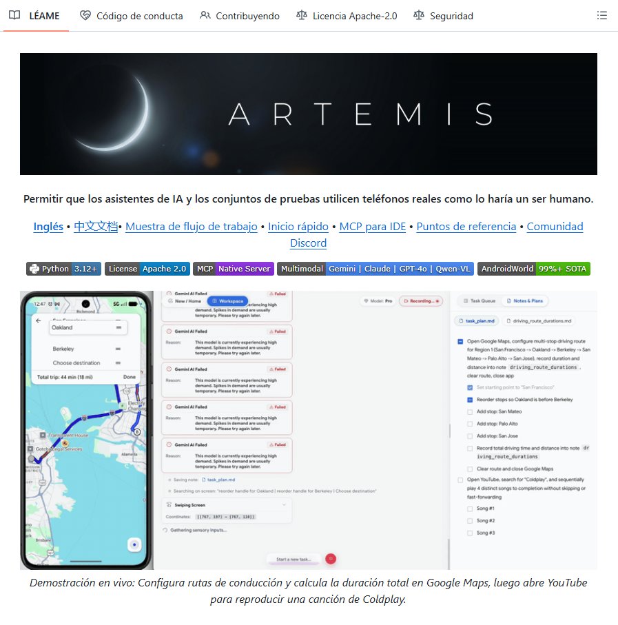 _guillecasaus's tweet photo. 🚨 Google ha liberado una de sus herramientas internas más potentes.

Se llama ARTEMIS y te permite controlar Android con IA.

Perfecto para automatizar tareas, probar aplicaciones y detectar errores directamente desde tu agente.

✓ Compatible con Claude Code, Codex, Cursor y más
✓ Supera el 99% en AndroidWorld
✓ Conectas tu móvil y le das instrucciones en lenguaje natural
✓ Puede capturar screenshots y recopilar Logcat

Antes necesitabas preparar scripts y automatizaciones específicas para cada prueba.

Ahora conectas el móvil, describes lo que quieres comprobar y ARTEMIS se encarga de ejecutarlo.

Link en comentarios 👇