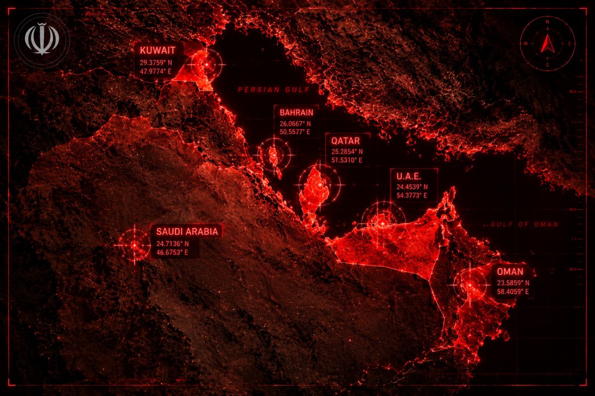 IRMilitaryMedia's tweet photo. IRGC :

If you make a mistake, all U.S. military bases, facilities, and interests in the region will be subjected to sustained, effective, and painful attacks, without any restrictions or consideration.

The Persian Gulf countries should no longer expect restraint from IRAN. https://t.co/1N7oOCUimG