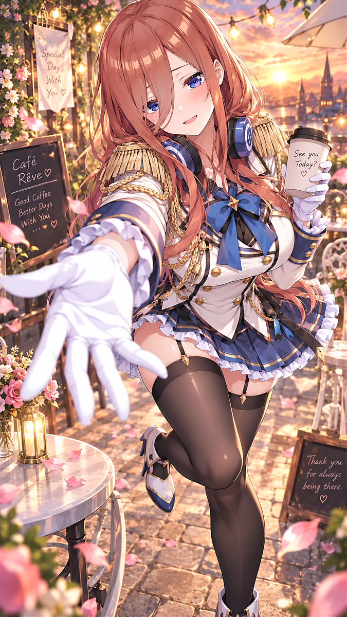 4XwYlcAfyc22328's tweet photo. 【カフェの看板娘にデレられる五等分の花嫁🌸】
一花「いらっしゃい♡…ねぇ、休憩中にお姉ちゃんと一緒にコーヒー飲まない？」
二乃「あんた、何注文するか迷ってんなら、私と同じのにしなさいよねっ」
三玖「…お待たせ。君のために、一生懸命淹れたから……あー、して？❤」
#五等分の花嫁 https://t.co/rdZLQy9Zi4