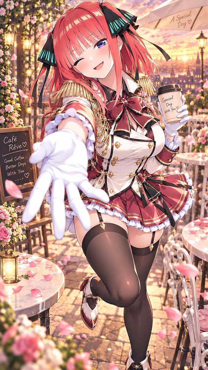 4XwYlcAfyc22328's tweet photo. 【カフェの看板娘にデレられる五等分の花嫁🌸】
一花「いらっしゃい♡…ねぇ、休憩中にお姉ちゃんと一緒にコーヒー飲まない？」
二乃「あんた、何注文するか迷ってんなら、私と同じのにしなさいよねっ」
三玖「…お待たせ。君のために、一生懸命淹れたから……あー、して？❤」
#五等分の花嫁 https://t.co/rdZLQy9Zi4