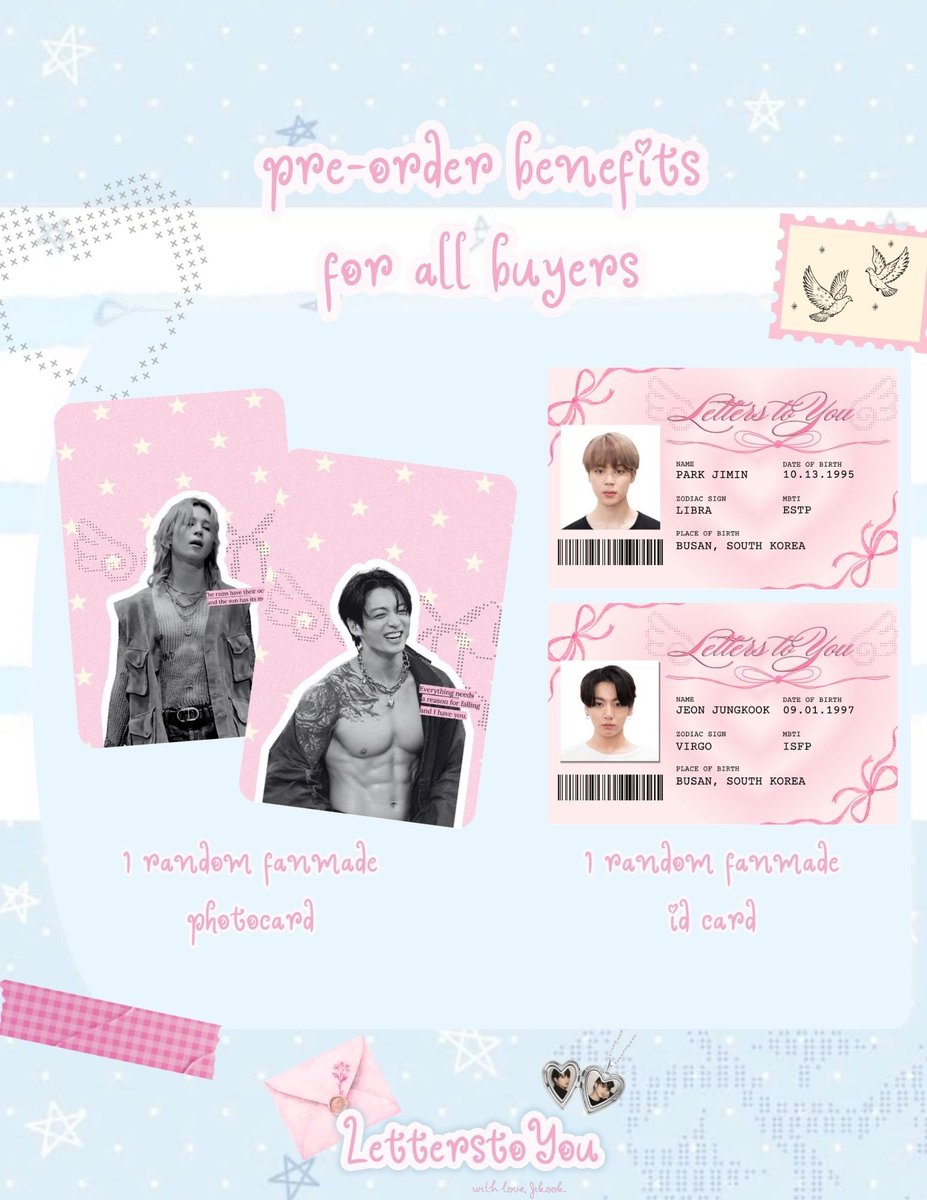 97zmuse's tweet photo. 𐙚⋆.˚𝓯𝓸𝓻 𝓸𝓾𝓻 𝓯𝓲𝓻𝓼𝓽 𝓵𝓸𝓿𝓮, 𝓴𝓸𝓸𝓶𝓲𓆩♡𓆪

order here: https://t.co/W3OtoXRKR1

pre-order period: 9.19-10.10
50% dop: 10.10, 11:59pm
full dop: 10.17, 11:59pm

collection by: @97zmuse and @TYPACHU

for SDMs and GOs, kindly DM me! https://t.co/pjaPKtaeim