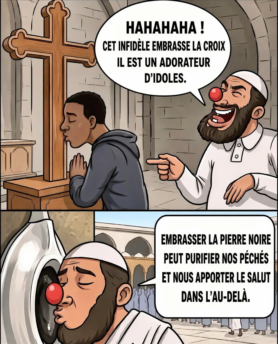 viviapostat's tweet photo. Ils se moquent de la croix… puis embrassent une pierre 😂 https://t.co/Z71PyaMF9T