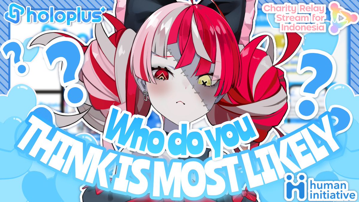 kureijiollie's tweet photo. 【holoplus Survey】
#HumanInitiative #CharityRelay4Indonesia
WHO DO YOU THINK IS MOST LIKELY TO- LIVE SURVEY POLL!! CROWNING AREA15, holoro, and holoh3roes ON "WHO'S THE MOST" TITLE!! ✨
🕘 23/9 - 09:00 WIB/11:00 JST
➡️ https://t.co/bBZ33PtHcH
All Superchat earnings will go to our friends impacted by Indonesia's series of natural disasters, esp. earthquake in NTT and forest fire throughout Indonesia.