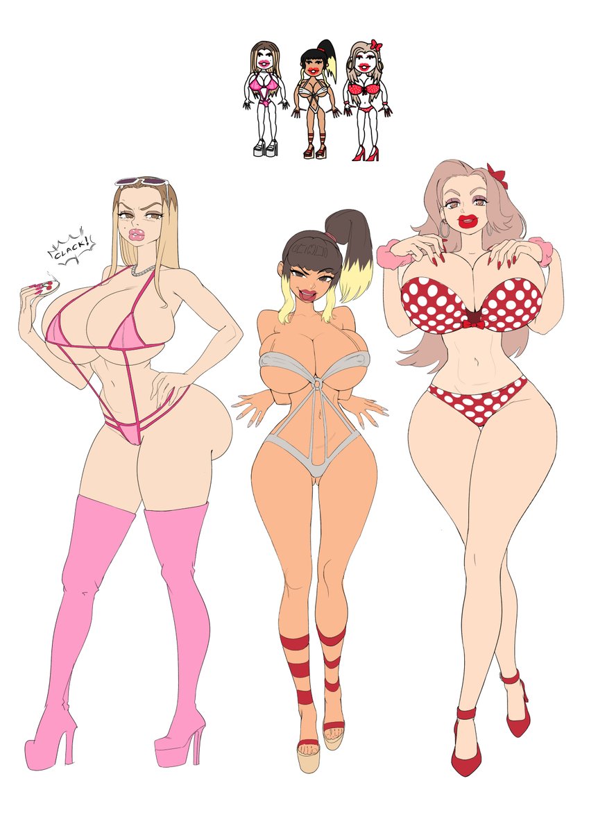 Lostinium's tweet photo. 8/39 Designs (top of each image) belonging to an anon that I haven't yet found - will credit them appropriately when I do. 
Not aiming for high quality here, Im just enjoying adapting some doodly bimbos. https://t.co/4D3jztOmJY
