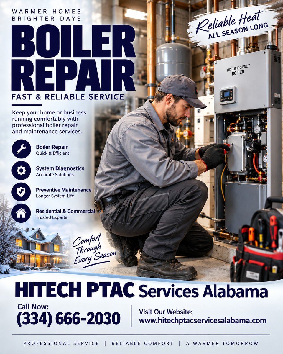alabamahitech's tweet photo. Boiler trouble? Don't wait for a small heating issue to become a bigger problem. 🔥
HITECH PTAC Services Alabama provides professional heating solutions to help keep your property comfortable during the colder season.
📞 (334) 666-2030
🌐 https://t.co/X7I6DsobCC

#HITECHPTAC https://t.co/lAIINp80fo